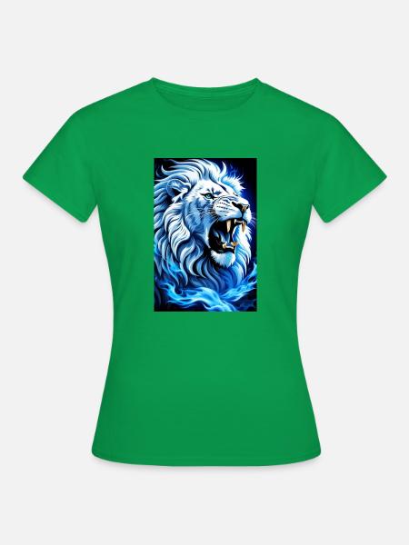 White Animals Weiß-blauer Löwe - Frauen T-Shirt - Kelly Green