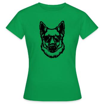 Schäferhund Hund Hundekopf - Frauen T-Shirt - Kelly Green - Vorne - AI Model Female 172 dark (172cm)