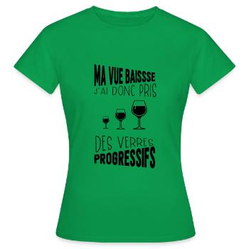 Ma vue baisse j'ai pris des verres progressifs - T-shirt Femme - vert - Devant - AI Model Female 172 dark (172cm)