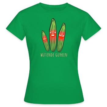Wütende Gurke, Gurken, Comic, Gurke - Frauen T-Shirt - Kelly Green - Vorne - AI Model Female 172 dark (172cm)