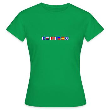 achtern im Flaggenalphabet - Frauen T-Shirt - Kelly Green - Vorne - AI Model Female 172 dark (172cm)