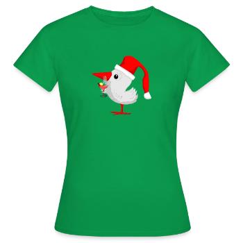 Herman Winter Weihnacht Vogerl - Frauen T-Shirt - Kelly Green - Vorne - AI Model Female 172 dark (172cm)
