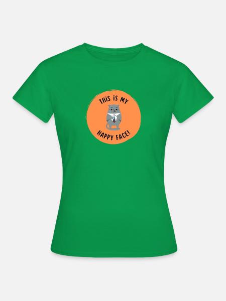Angry Cat - This is my happy face - Frauen T-Shirt - Kelly Green