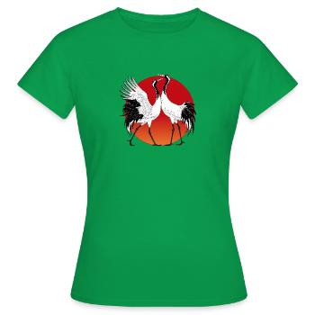 Japon danse des grues au soleil levant - T-shirt Femme - vert - Devant - AI Model Female 172 dark (172cm)