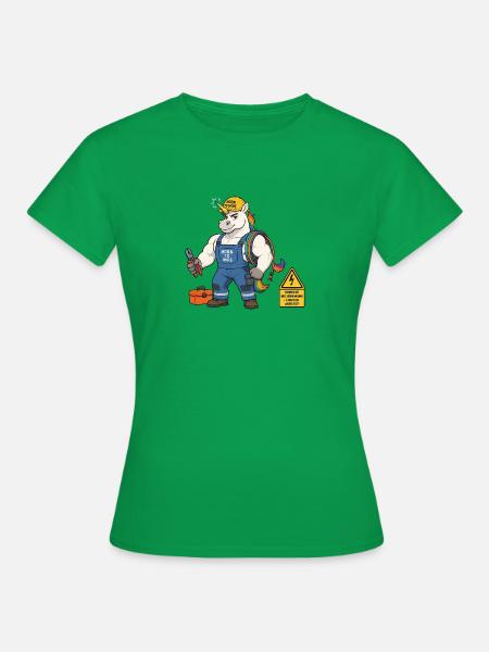Elektro Einhorn Handwerker - Frauen T-Shirt - Kelly Green