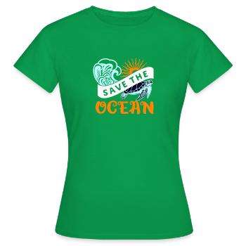 Rettet das Meer, Rettet den Ocean, unser Planet - Frauen T-Shirt - Kelly Green - Vorne - AI Model Female 172 dark (172cm)