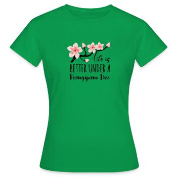 Frangipani Tempelbaum Plumeria Frangipani Blume - Frauen T-Shirt - Kelly Green - Vorne - AI Model Female 172 dark (172cm)
