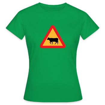 Panneau de rue Attention Vache - T-shirt Femme - vert - Devant - AI Model Female 172 dark (172cm)
