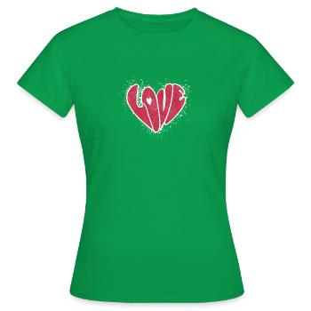 Love Heart Retro - Frauen T-Shirt - Kelly Green - Vorne - AI Model Female 172 dark (172cm)