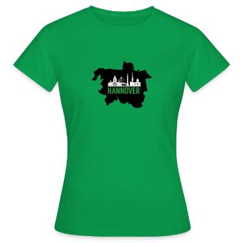 Hannover Skyline im Umriss - Frauen T-Shirt - Kelly Green - Vorne - AI Model Female 172 dark (172cm)