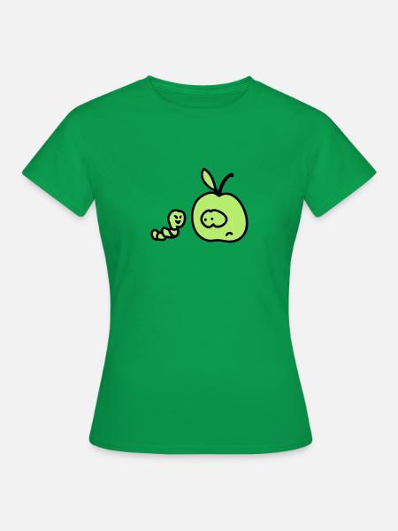 Wurm trifft Apfel - Frauen T-Shirt - Kelly Green