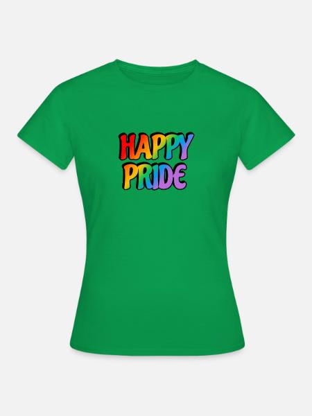 Happy Pride Regenbogen-Text - Frauen T-Shirt - Kelly Green