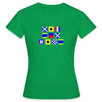 mit dem Wind im Flaggenalphabet - Frauen T-Shirt - Kelly Green - Vorne - AI Model Female 172 dark (172cm)