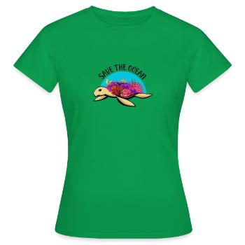 Rettet das Meer, Rettet den Ocean, Schildkröte - Frauen T-Shirt - Kelly Green - Vorne - AI Model Female 172 dark (172cm)
