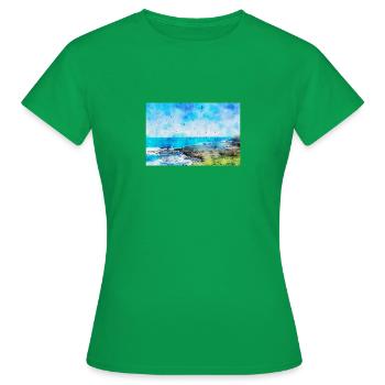 Wasserfarben Bild von Hunderten von Möwen - Frauen T-Shirt - Kelly Green - Vorne - AI Model Female 172 dark (172cm)
