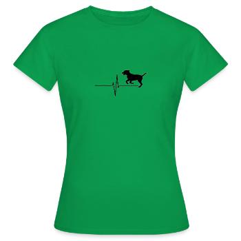 Hund Herzschlag (Logo groß, schwarz) - Frauen T-Shirt - Kelly Green - Vorne - AI Model Female 172 dark (172cm)