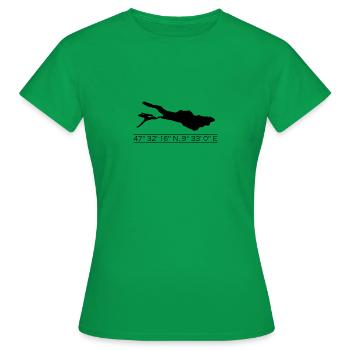 Lac de Constance | Coordonnées | noir - T-shirt Femme - vert - Devant - AI Model Female 172 dark (172cm)