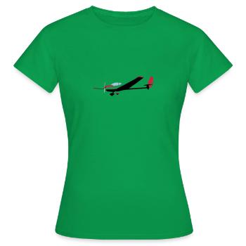 falke Motorsegler Mose TMG Flugzeug Pilot Flieger - Frauen T-Shirt - Kelly Green - Vorne - AI Model Female 172 dark (172cm)