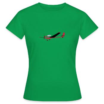 falke Motorsegler Mose TMG Flugzeug Pilot Flieger - Frauen T-Shirt - Kelly Green - Vorne - AI Model Female 172 dark (172cm)