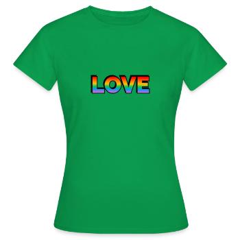 LOVE LGBT Pride Month texte arc-en-ciel - T-shirt Femme - vert - Devant - AI Model Female 172 dark (172cm)