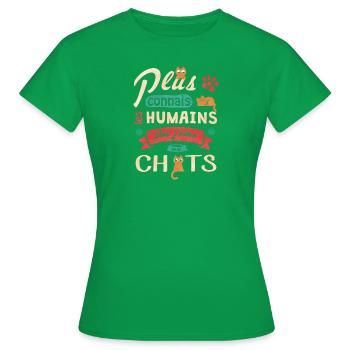 J aime mes chats - T-shirt Femme - vert - Devant - AI Model Female 172 dark (172cm)