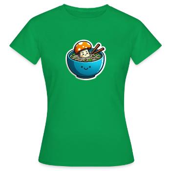 Eine Nudelsuppe mit Pilz im Kawaii Style - Frauen T-Shirt - Kelly Green - Vorne - AI Model Female 172 dark (172cm)