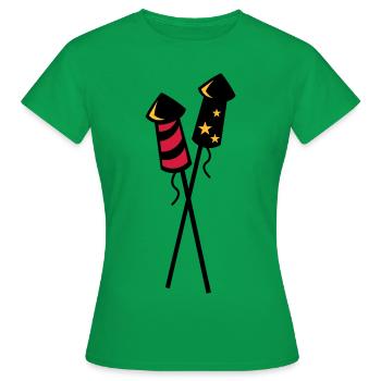 Fusées de feux d'artifice du nouvel an - Feu d'artifice du nouvel an - T-shirt Femme - vert - Devant - AI Model Female 172 dark (172cm)