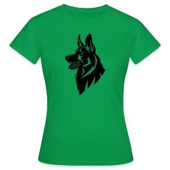 Schäferhund Hund Hundekopf - Frauen T-Shirt - Kelly Green - Vorne - AI Model Female 172 dark (172cm)