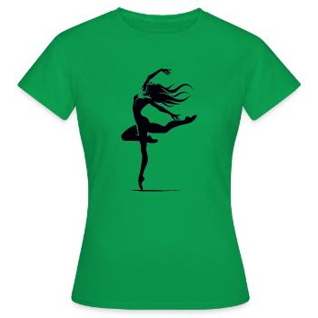Silhouette of a dancer in motion - Women's T-Shirt - kelly green - Front - AI Model Female 172 dark (172cm)