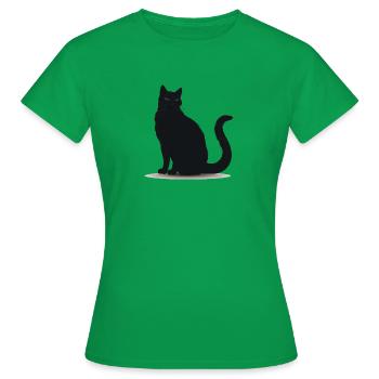 Verspielte schwarze Katzensilhouette - Frauen T-Shirt - Kelly Green - Vorne - AI Model Female 172 dark (172cm)