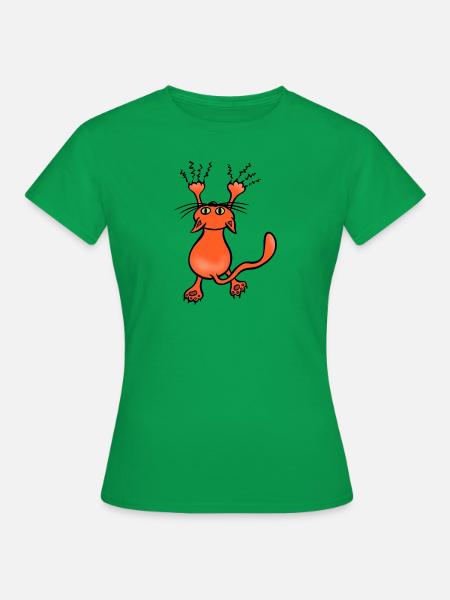 Wilde Katze orange - Frauen T-Shirt - Kelly Green