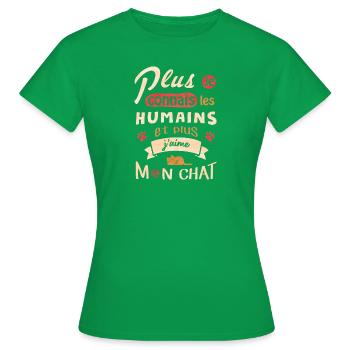 J aime mon chat - T-shirt Femme - vert - Devant - AI Model Female 172 dark (172cm)