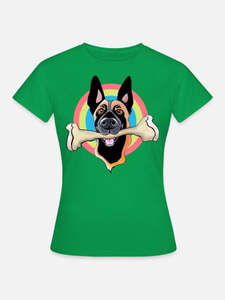 Malinois mit Knochen - Frauen T-Shirt - Kelly Green