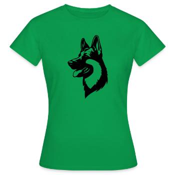Schäferhund Hund Hundekopf - Frauen T-Shirt - Kelly Green - Vorne - AI Model Female 172 dark (172cm)