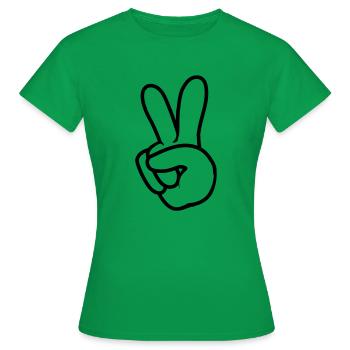 Signe de la main Paix - T-shirt Femme - vert - Devant - AI Model Female 172 dark (172cm)