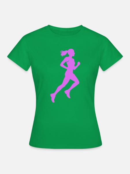Laufsilhouette in Lila - Frauen T-Shirt - Kelly Green