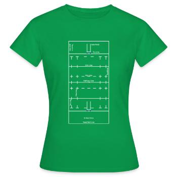 Rugby-Union-Spielfeld-Layout - Frauen T-Shirt - Kelly Green - Vorne - AI Model Female 172 dark (172cm)