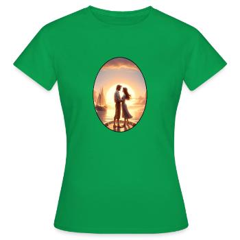 Romantik im Sonnenuntergang Gross - Frauen T-Shirt - Kelly Green - Vorne - AI Model Female 172 dark (172cm)