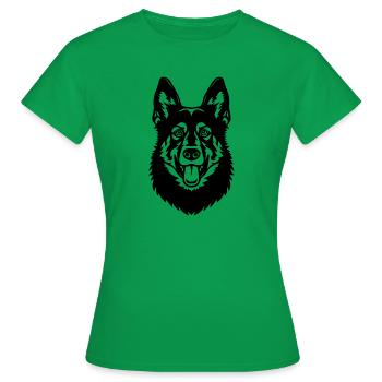 Schäferhund Hund Hundekopf - Frauen T-Shirt - Kelly Green - Vorne - AI Model Female 172 dark (172cm)