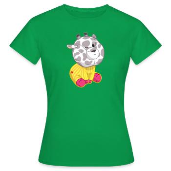 flauschiges Kuscheltier Giraffe mit Herz Punkti - Frauen T-Shirt - Kelly Green - Vorne - AI Model Female 172 dark (172cm)