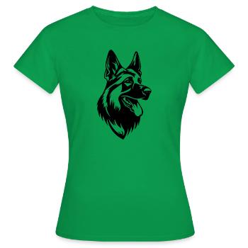 Schäferhund Hund Hundekopf - Frauen T-Shirt - Kelly Green - Vorne - AI Model Female 172 dark (172cm)