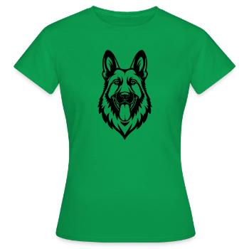 Schäferhund Hund Hundekopf - Frauen T-Shirt - Kelly Green - Vorne - AI Model Female 172 dark (172cm)