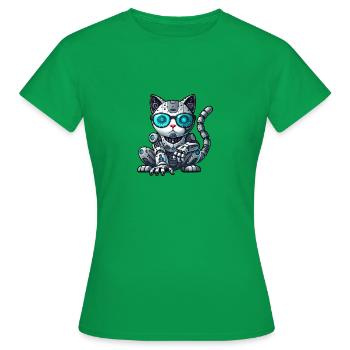 Cool Cats Cyborg Mech Illustration de bande dessinée - T-shirt Femme - vert - Devant - AI Model Female 172 dark (172cm)