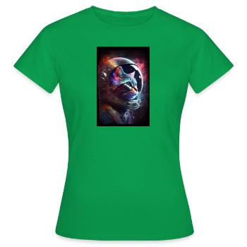 Katze im Weltall - Frauen T-Shirt - Kelly Green - Vorne - AI Model Female 172 dark (172cm)