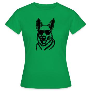 Schäferhund Hund Hundekopf - Frauen T-Shirt - Kelly Green - Vorne - AI Model Female 172 dark (172cm)