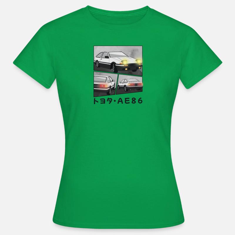 CAR COMIC / POP UP HEADLIGHTS HATCHBACK - Women's T-Shirt - kelly green