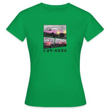POP PINK CAR COMIC / POP UP HEADLIGHTS HATCHBACK - Women's T-Shirt - kelly green - Front - AI Model Female 172 dark (172cm)