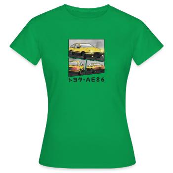 SUNBURST CAR COMIC / POP UP HEADLIGHTS HATCHBACK - Women's T-Shirt - kelly green - Front - AI Model Female 172 dark (172cm)