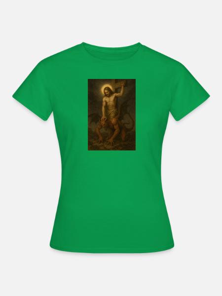 Jesus besiegt Teufel - Frauen T-Shirt - Kelly Green