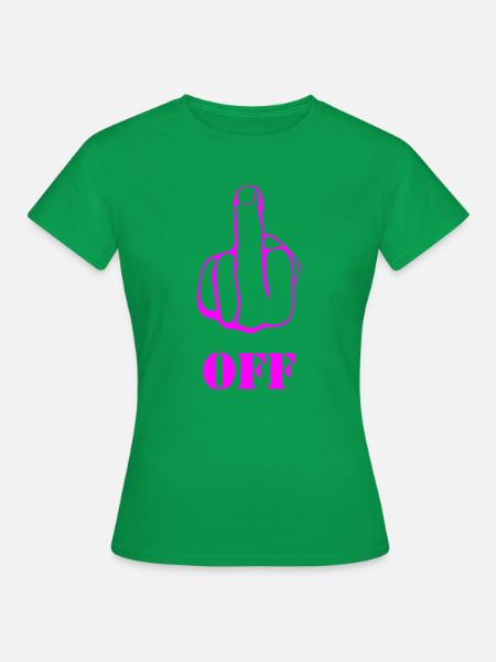Pink Middlefinger Off. Fuck Off - Frauen T-Shirt - Kelly Green